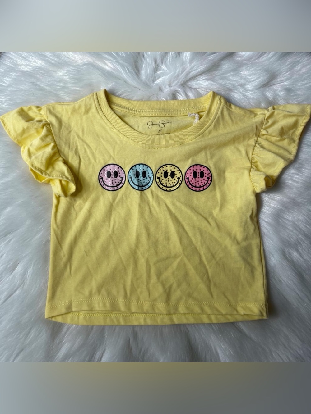 Jessica Simpson 2T Ruffle Sleeve Graphic Tee in Yellow Size 2T